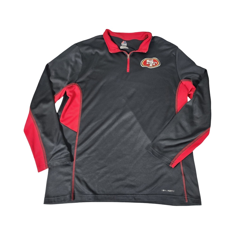 Majestic San Francisco 49ers NFL Quarter Zip Pullover Black Red Mens XL